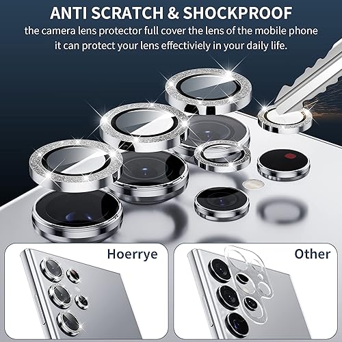 Miniatura 3 de Hoerrye Protector de lente de cámara para Samsung Galaxy S23 Ultra compatible con fundas vidrio templado 9H antiarañazos círculo de protección de