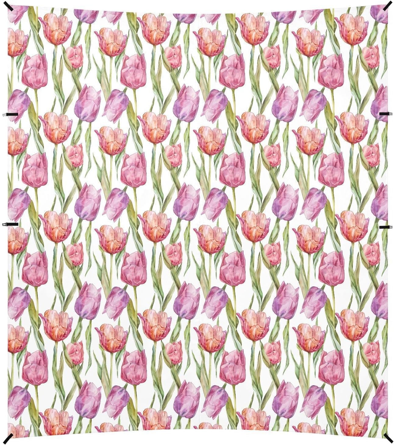 ALAZA Tulip Flower Floral Watercolor Beach Tent Sun Shelter UPF50+ Protection Beach Shade Canopy w/ 4 Sandbags for Outdoor Camping, Fishing, Backyard Fun, Picnic, 10x9 ft