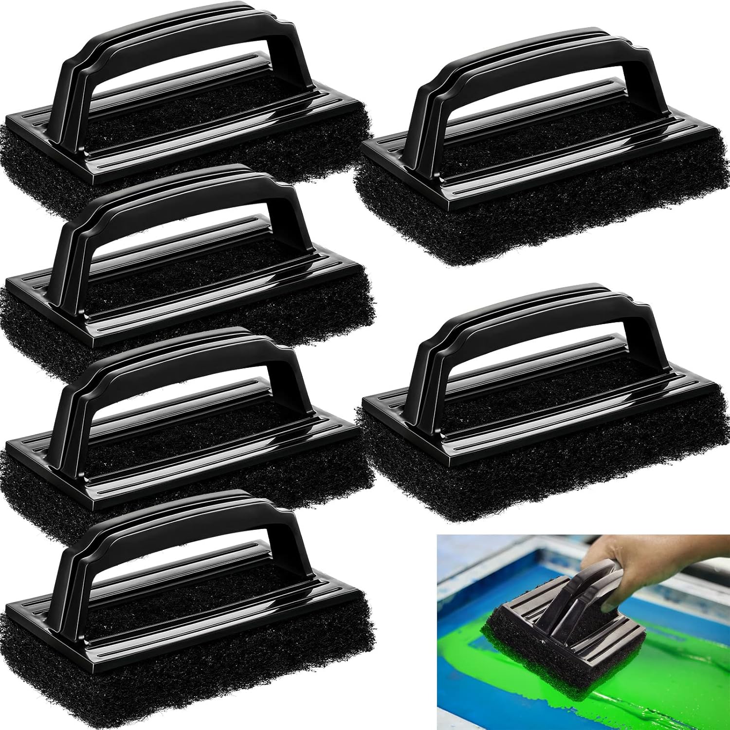 Amazon.com: 6 Pcs Screen Printing Scrub Pad with Black Handle Screen ...