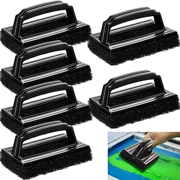 6 Pcs Screen Printing Scrub Pad with Black Handle Screen Print Ink Scrub Brush Chemical Resistant Scrub Cleaner Screen Printing Supplies for Degreasing Reclaiming Mesh Frames Silkscreen Ink Remover