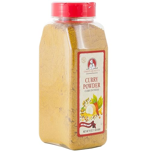 Condimento en polvo de curry sin MSG añadido 1 libra - Calidad de chef, 16 oz
