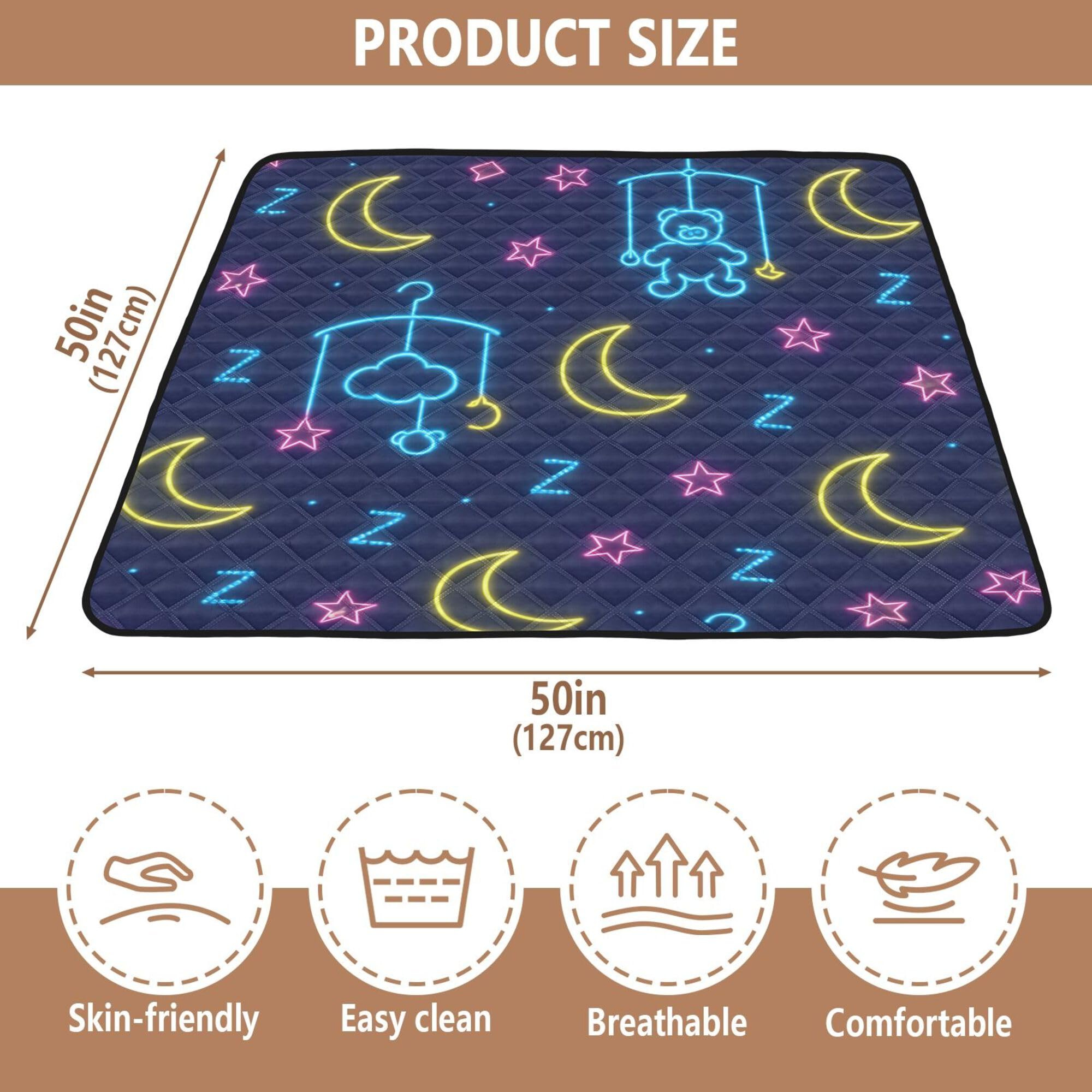 Style néon – Grand tapis de jeu robuste pour bébé, résistant à l'eau, pour bébé, enfant, tout-petit, nourrisson, 127 x 127 cm