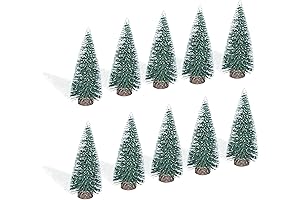 10pcs 4inch Mini Christmas Tree Bottle Brush Trees Chrismas Village Trees Ornaments