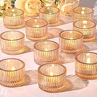 24pcs Gold Glass Tealight Votive Candle Holders - Elegant Wedding Centerpieces, Fall Table Decor, Party & Home Accents