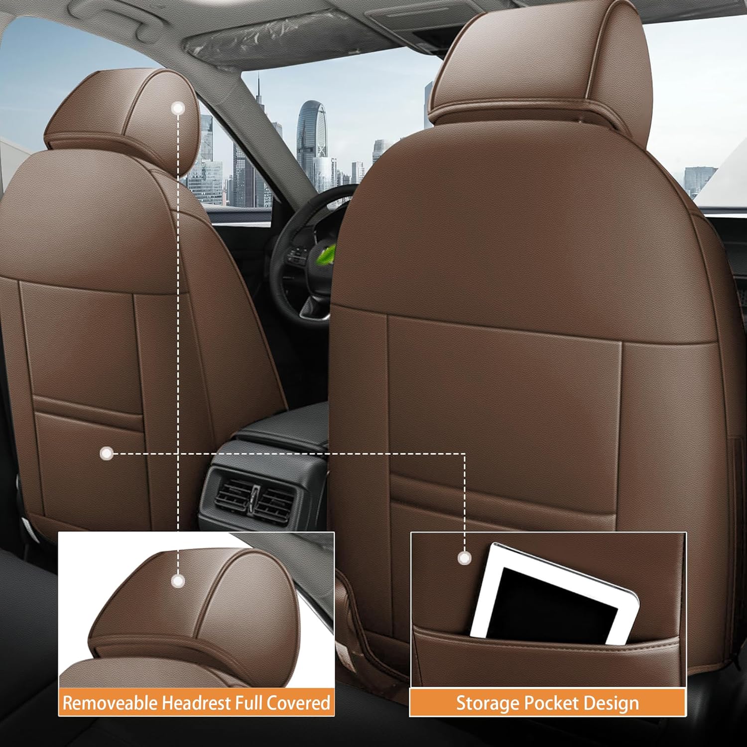 AOMSAZTO Customized Seat Covers for Honda CRV 2023 2024 2025 2026 Car Seat Cover Full Set (5 Seats,Brown)