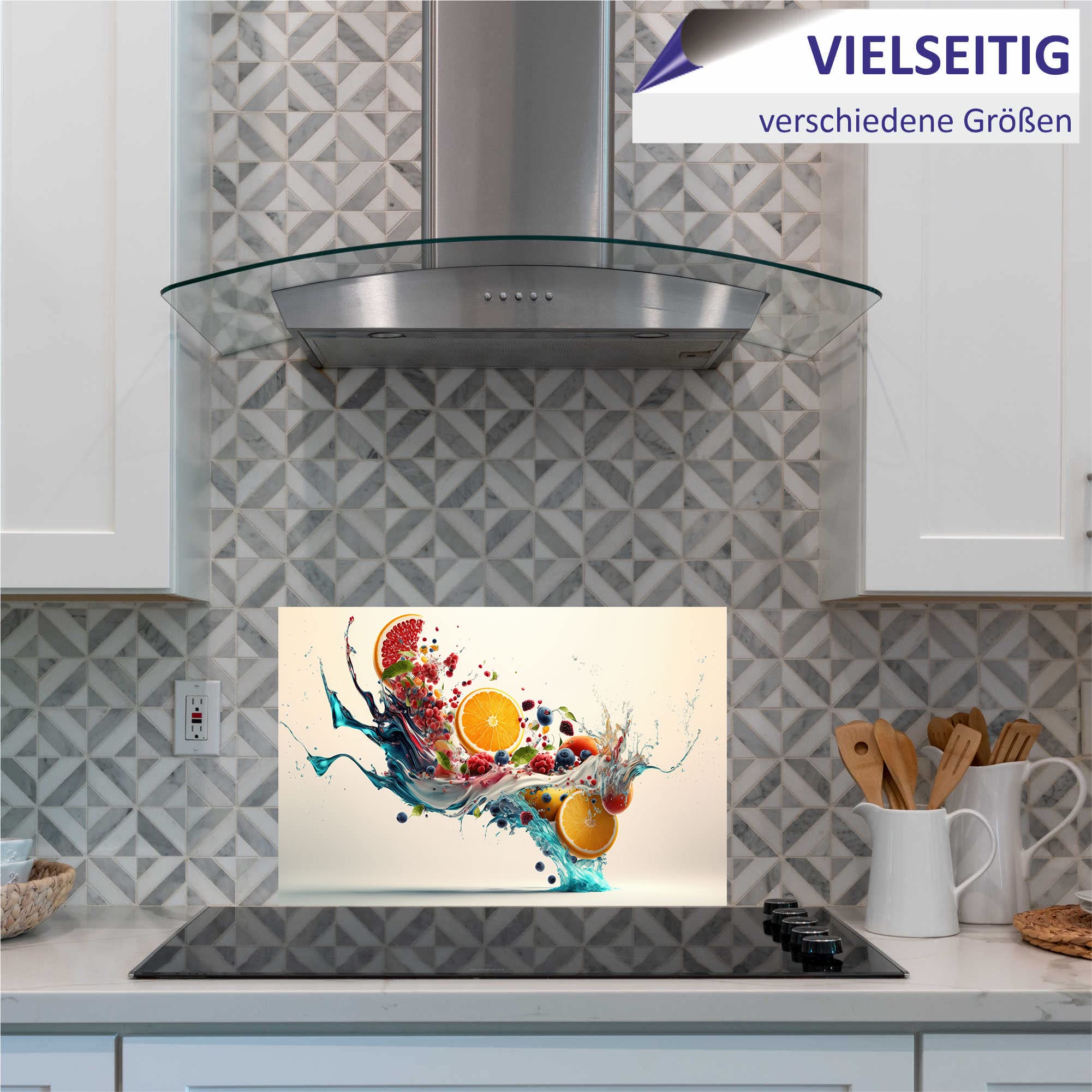 INDIGOS UG Crédence De Cuisine - Bois - 80 X 40 Cm - Verre Trempé