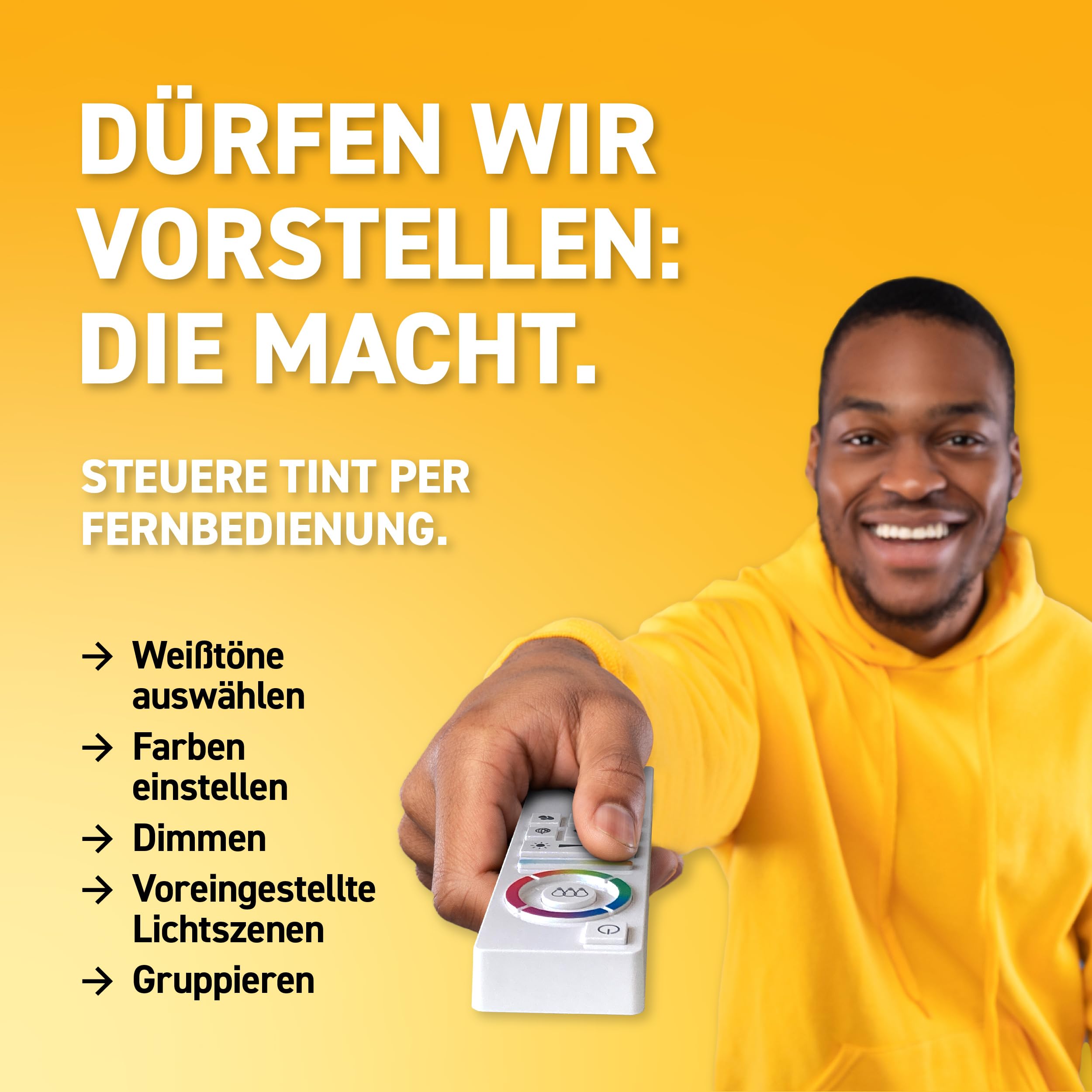 tint Smarte LED-Tischleuchte Dalia Schwarz, farbiges Licht RGB für indirekte Beleuchtung, Farbwechsel, 2,5W, 6 vorprogrammierte Lichtszenen, Bluetooth+Zigbee, funktioniert mit Alexa