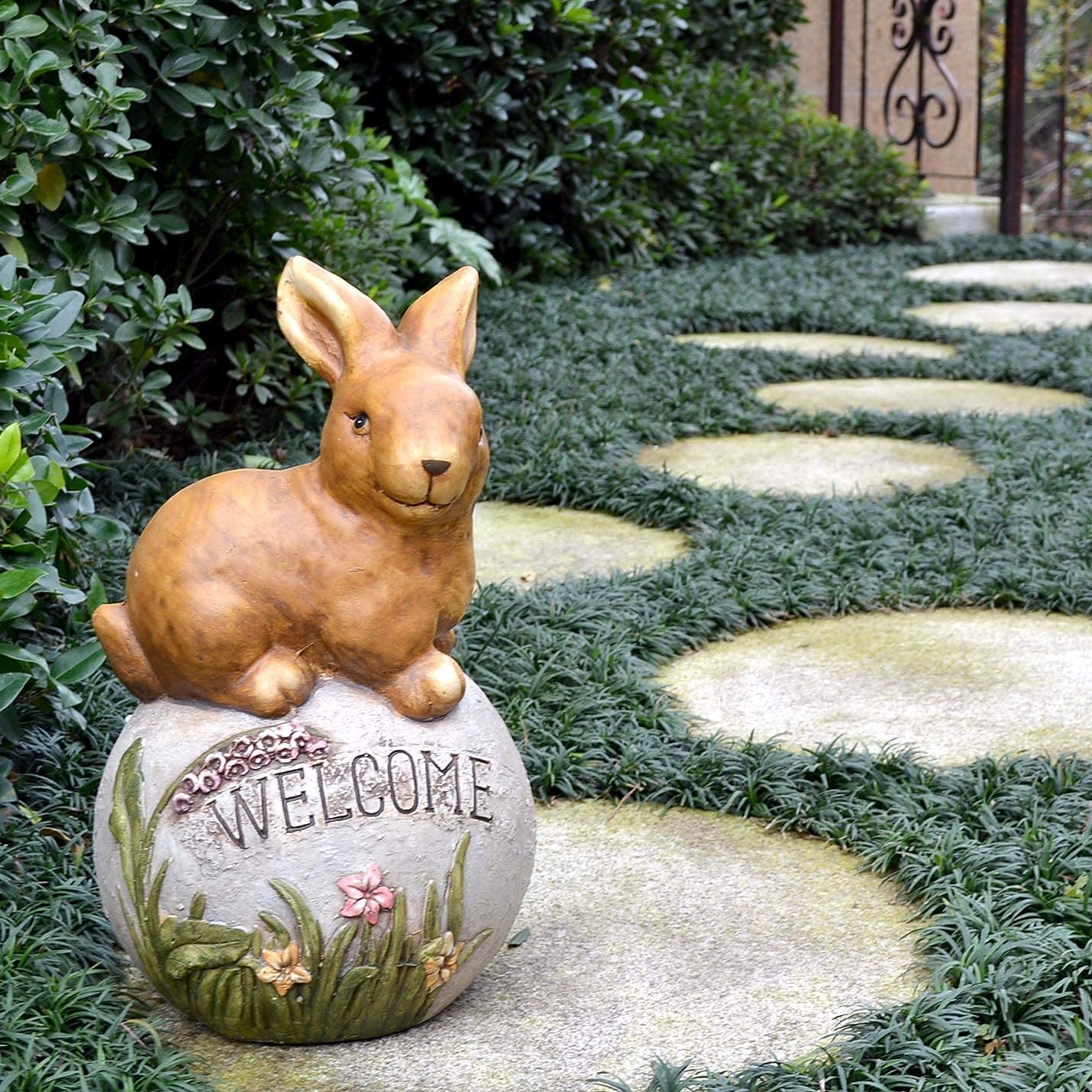 Jeż, statuetka królika, dekoracje ogrodowe do domu na zewnątrz, ogród, balkon, rękodzieło, ogród, willa, płyta grzewcza, królik, ozdoby powitalne (kolor: królik)