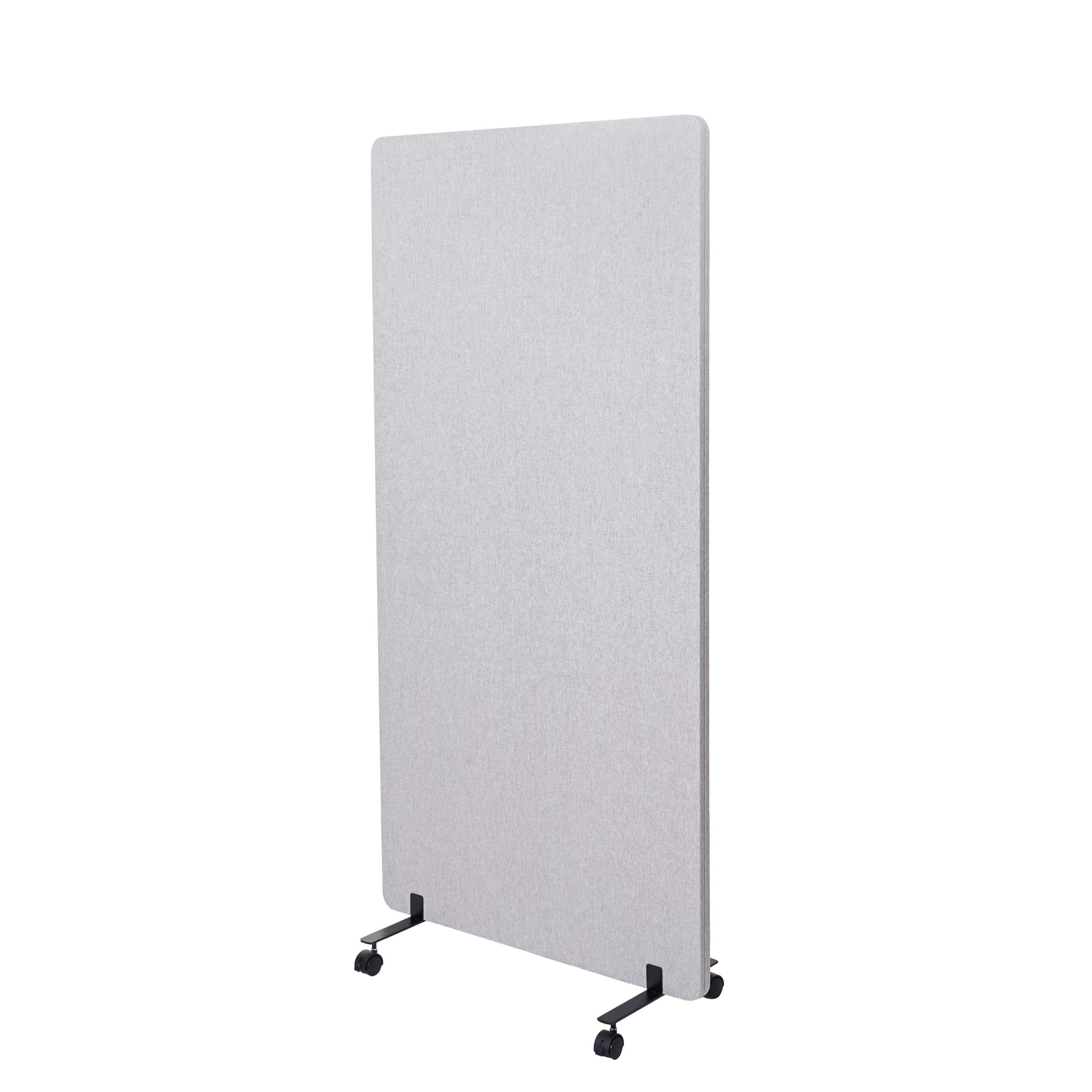 Divisorio mobile privacy fonoassorbente bacheca ufficio HWC-G77 tessuto 167x80cm grigio