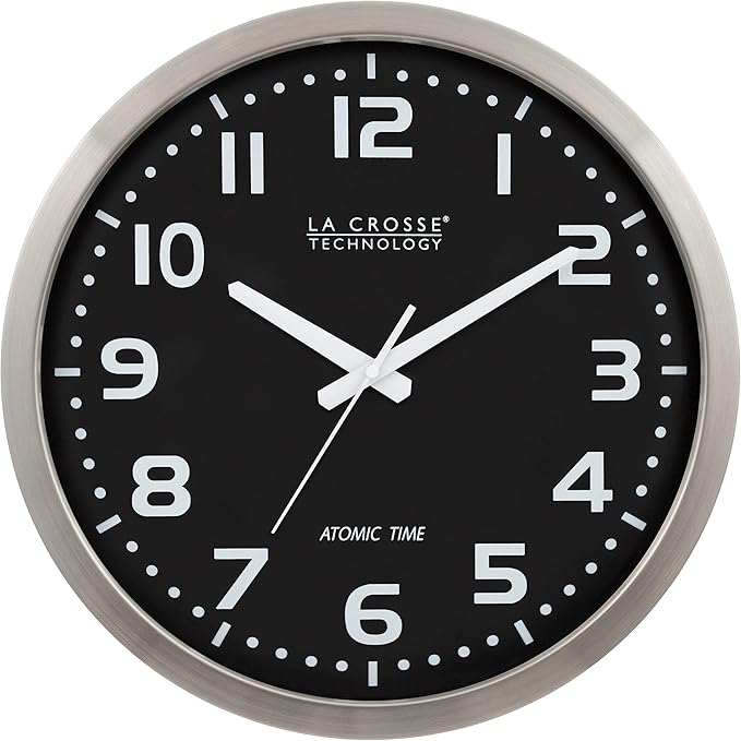 La Crosse Technology WT3161BK 16Inch Stainless Steel Atomic Clock