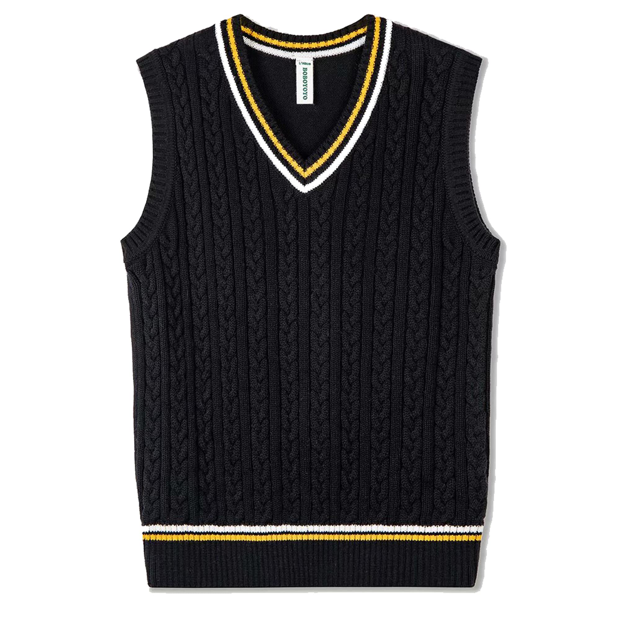 BOBOYOYO Boys Sweater Vest Unisex Cable Knit 100% Cotton Toddler Uniform Vest for Little Big Childrens Kids Teenage Girls