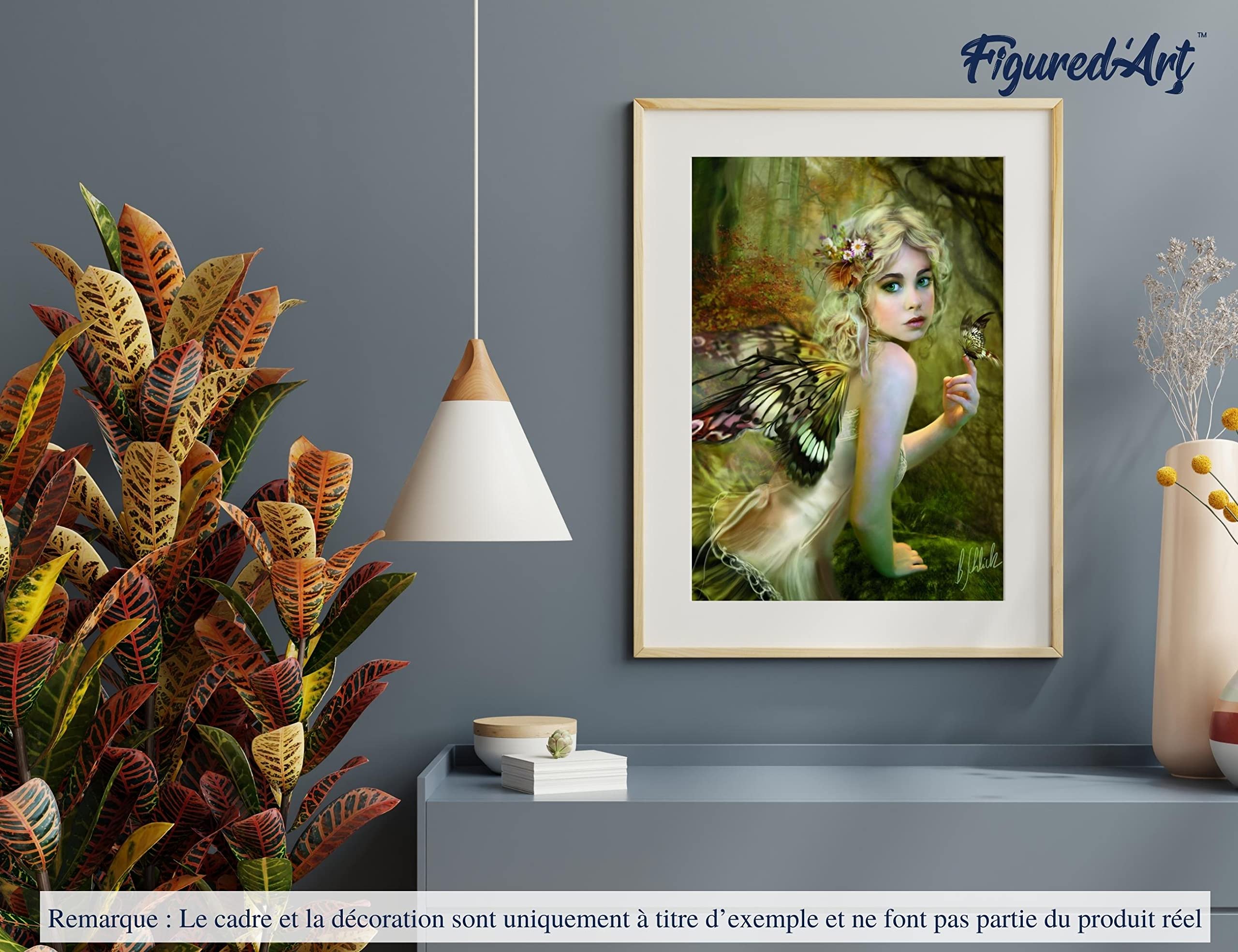 Figured'Art Malen Nach Zahlen Erwachsene Mit Rahmen Goldene Fee - Paint by Numbers Basteln DIY Bastelset 40x50cm Leinwand gespannt auf Holzrahmen