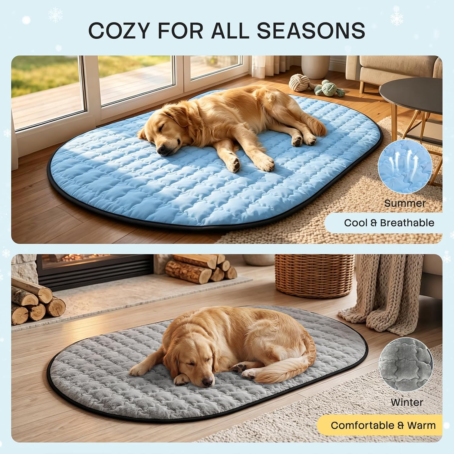 ROOMTECT Dog Cooling Mat, 59" Extra Large Thick & Breathable Q-Max>0.5 Cooling Pad for Dog Waterproof Dual-Sided Fabric for All Seasons Pet Cooling Mat for Indoor and Outdoor - Blue