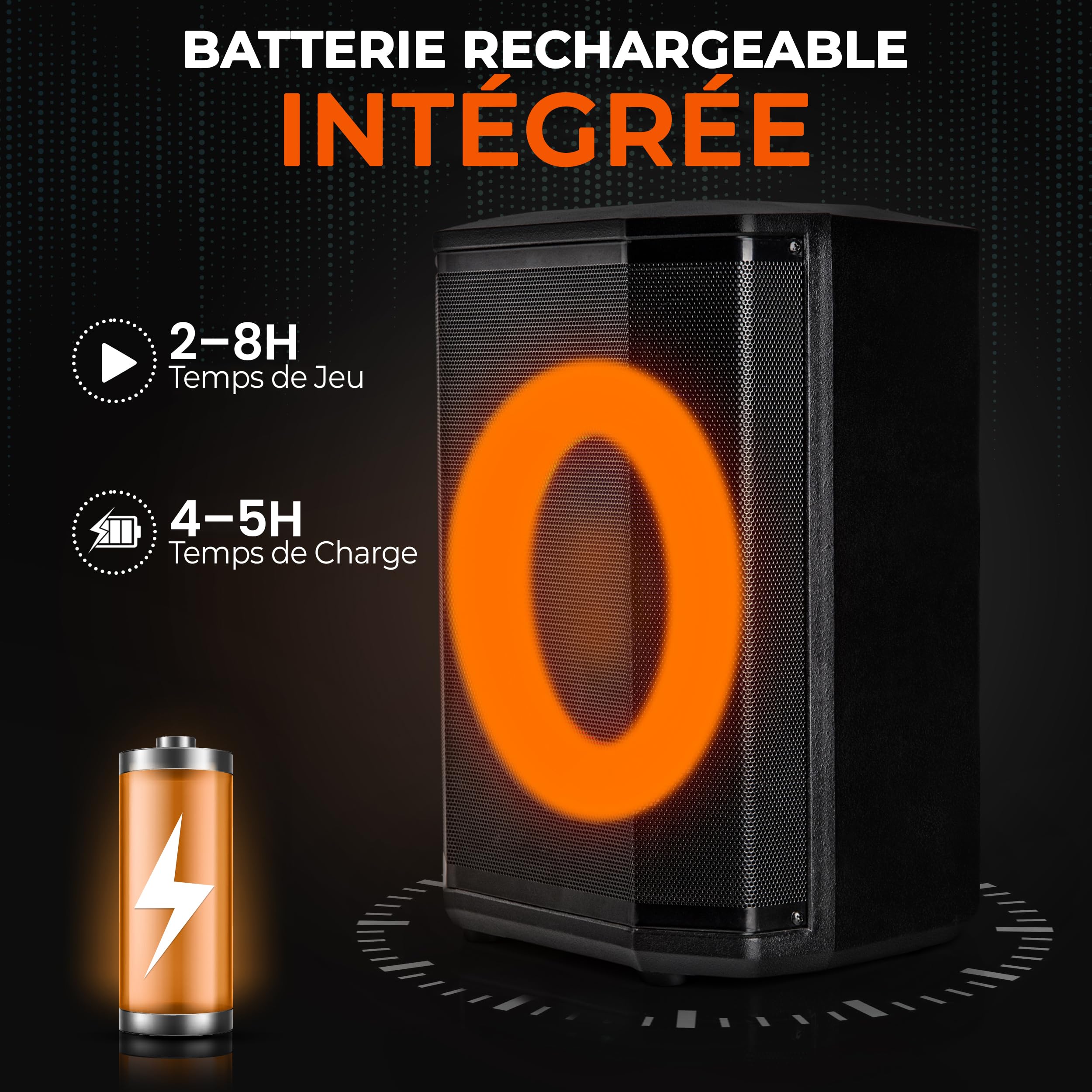 Pyle Enceinte Bluetooth Portable de Fête 120W – Enceinte Karaoké avec Woofer 8", Son Hi-Fi, Fonction TWS, Entrée Micro, USB/Micro SD/FM, Lumières LED, Batterie Rechargeable Longue Durée & Support Pied