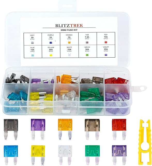 Car Fuses 80 Pcs Assorted Automotive Mini Blade Fuses 2A 35A with Fuse Extractor and Clear Storage Box Replacement Kit for Car, Motorcycle, SUV, Truck, Boat
