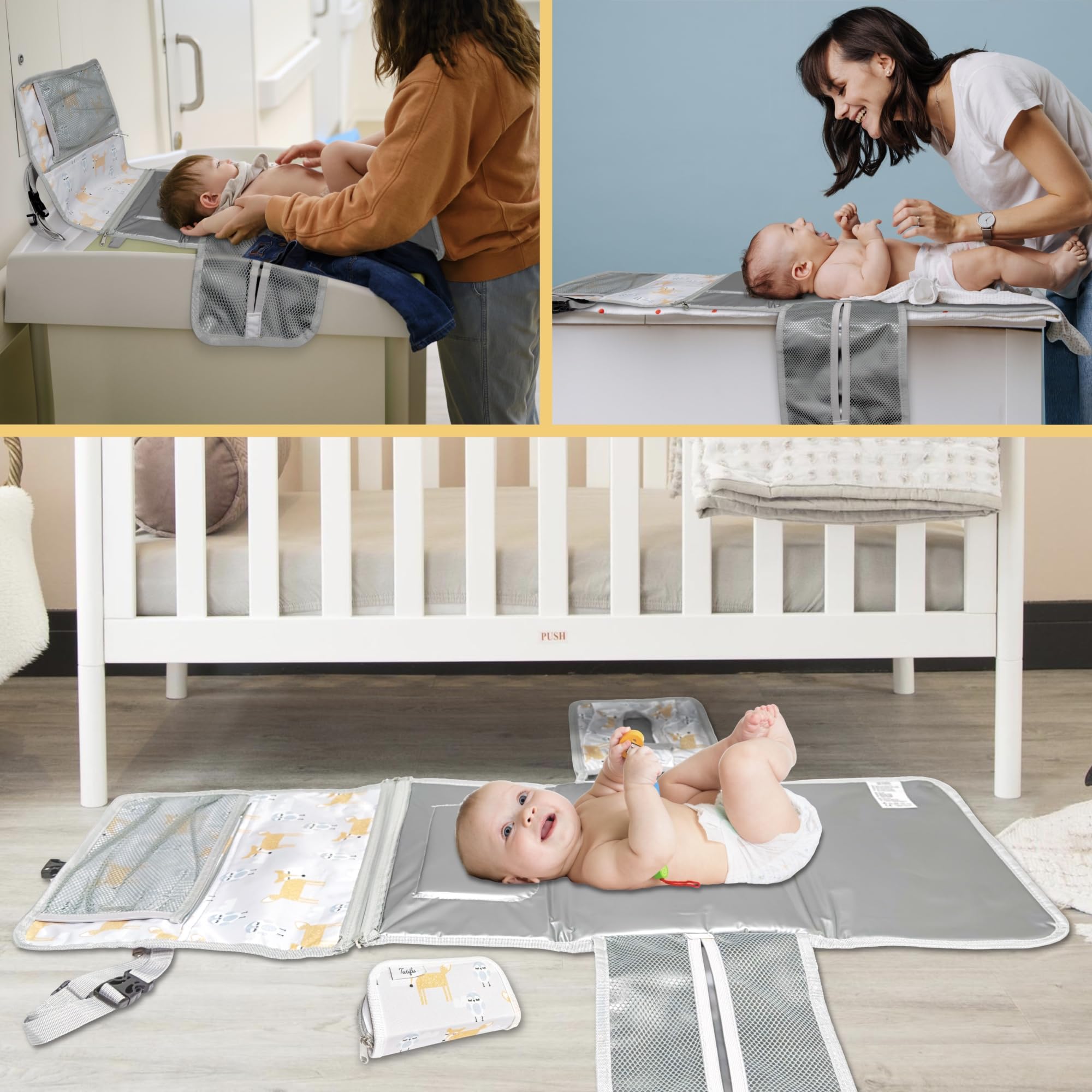 Matelas à Langer Bébé Portable Pliable Imperméable - Table à Langer Voyage Avec Poches