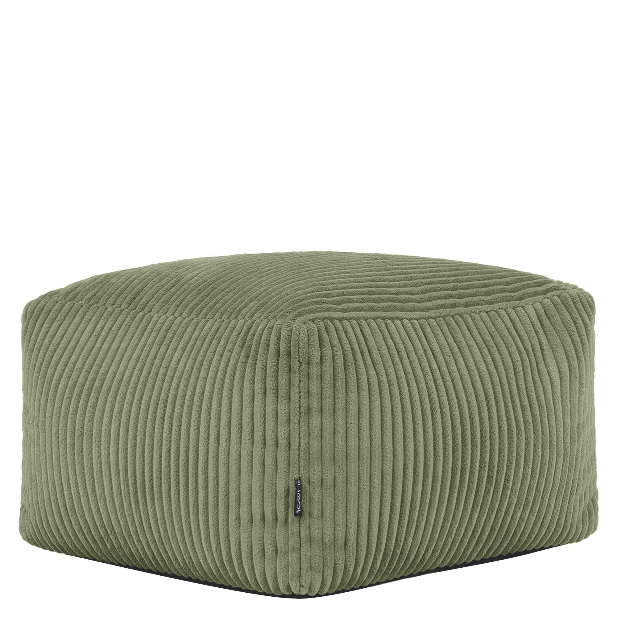 Icon Amara Hocker – Sitzpuff, Salbeigrün, Flauschiger Cord