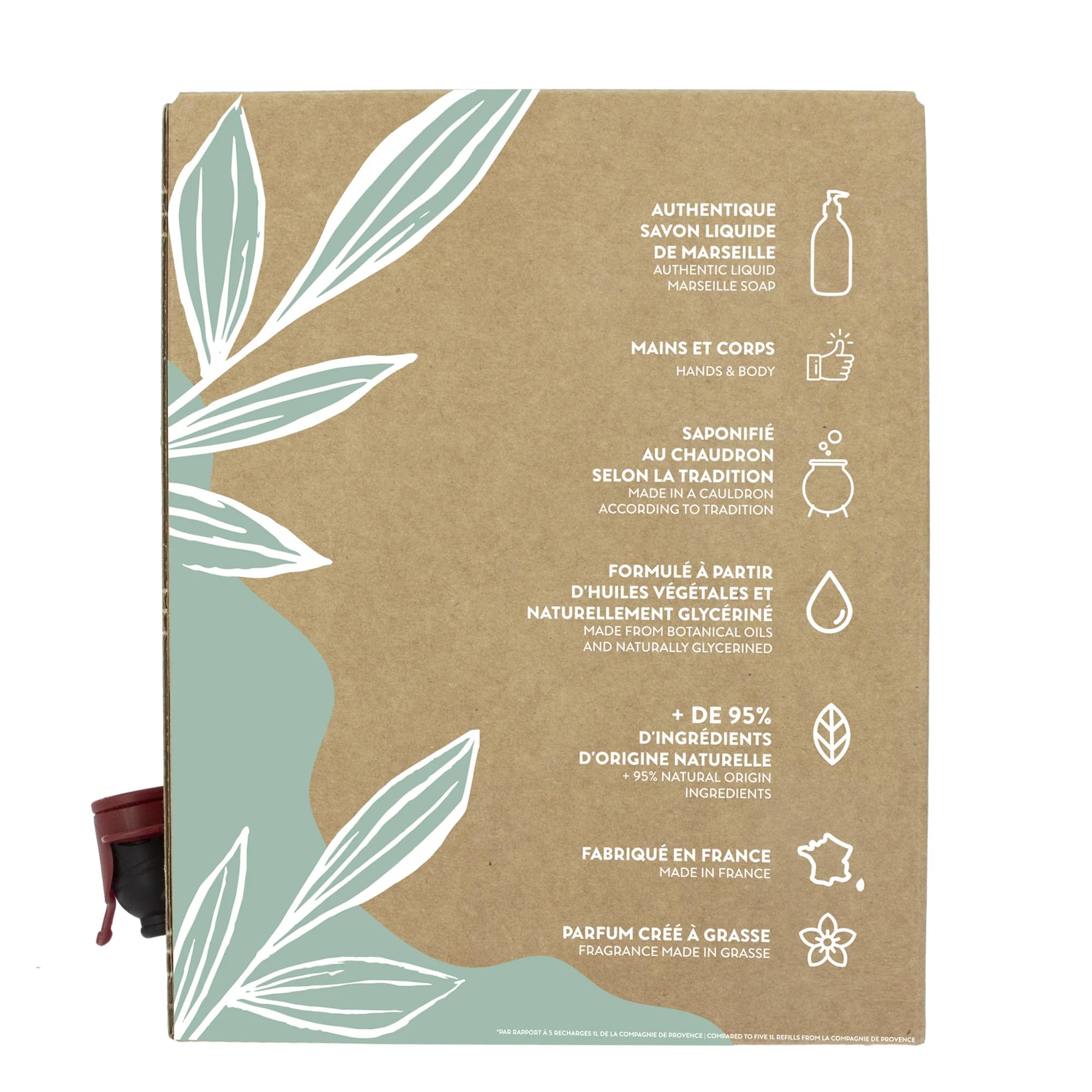 La Compagnie de Provence - Sapone liquido di Marsiglia Ricarica 3L - Rosa selvatica - Per Corpo e Mani - Made in France