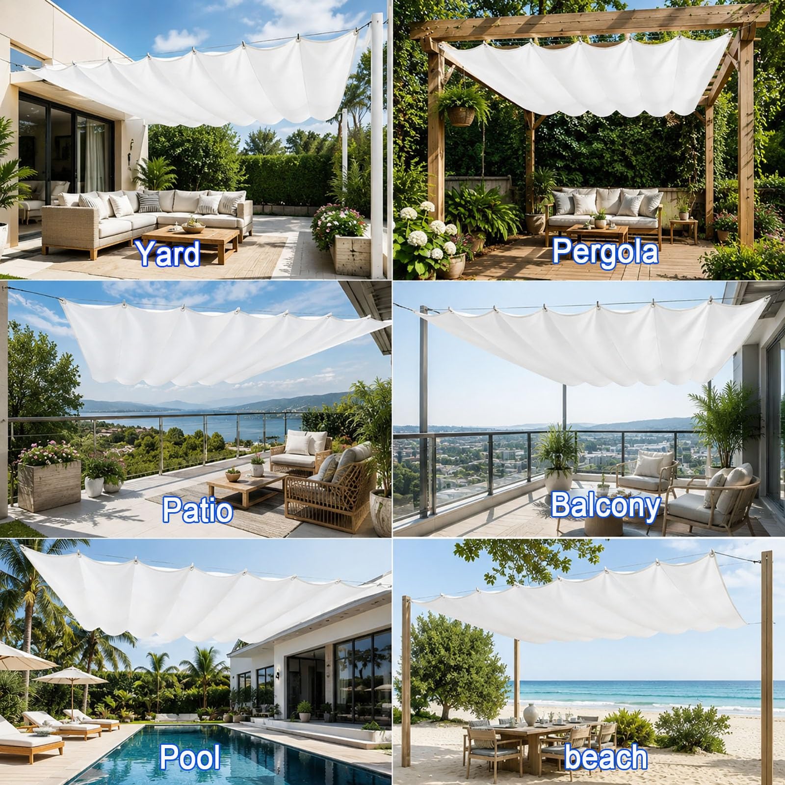 Einziehbare Welle Sonnensegel 250 x 450 cm PES Markisenstoff Sonnenschutz Wasserdicht Stabil Windabweisend Verstellbare Schattenabdeckung für Balkon Terrasse Garten, Weiß