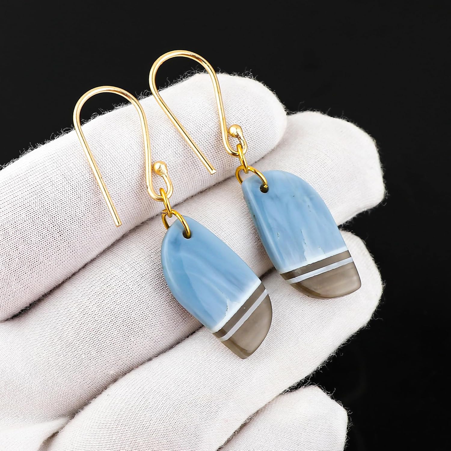 Natural Dangle Earrings, Gemstone Jewelry, Gold Hook, Handcrafted Gift for Her, 25-30 Carat - Image 2