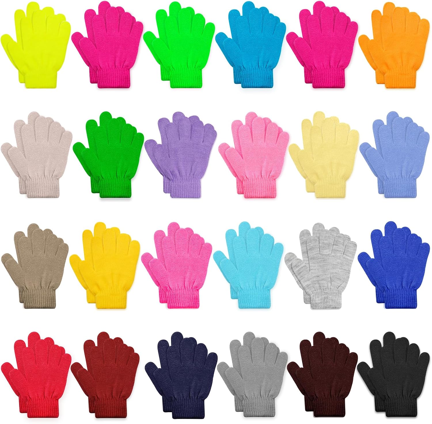 ONESING 24 Pairs Kids Gloves for Boys Girls Warm Toddler Knitted Winter Gloves Bulk Stretchy Warm Gloves for Children