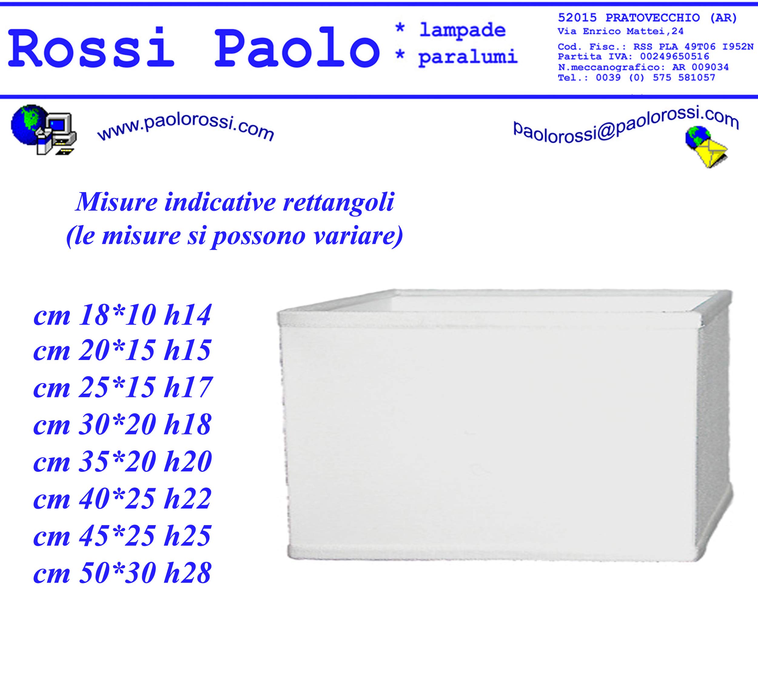 Paralume coprilampada in tessuto bianco interno oro - produzione propria - made in Italy (rettangolo, cm 50)