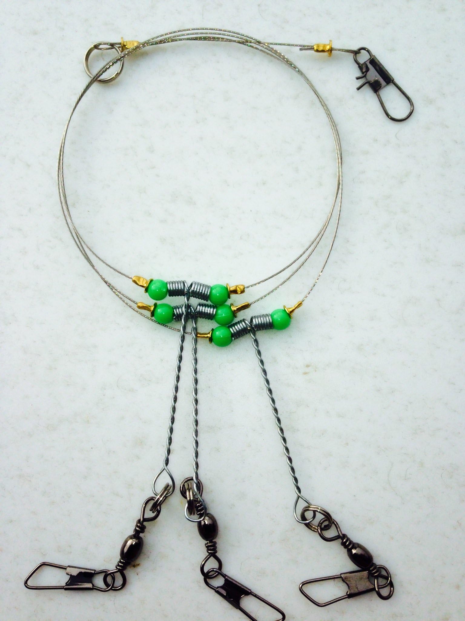 10pcs 3 Arms Wire Leader with Green Beads