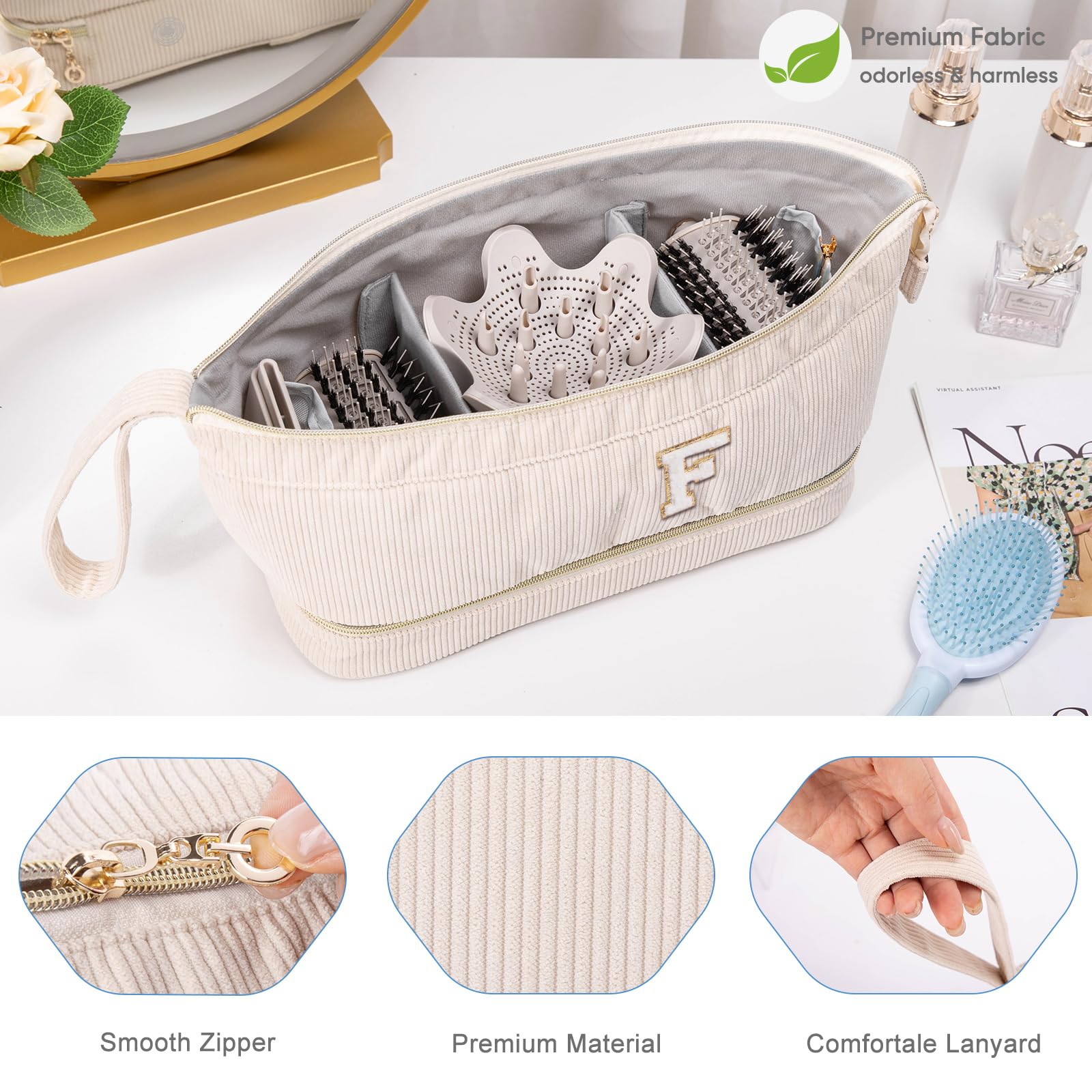 Estuche para secador de pelo personalizado con inicial, estuche de transporte de doble capa para herramientas de pelo Shark FlexStyle/SmoothStyle con bolsa para secador de pelo, organizador de viaje