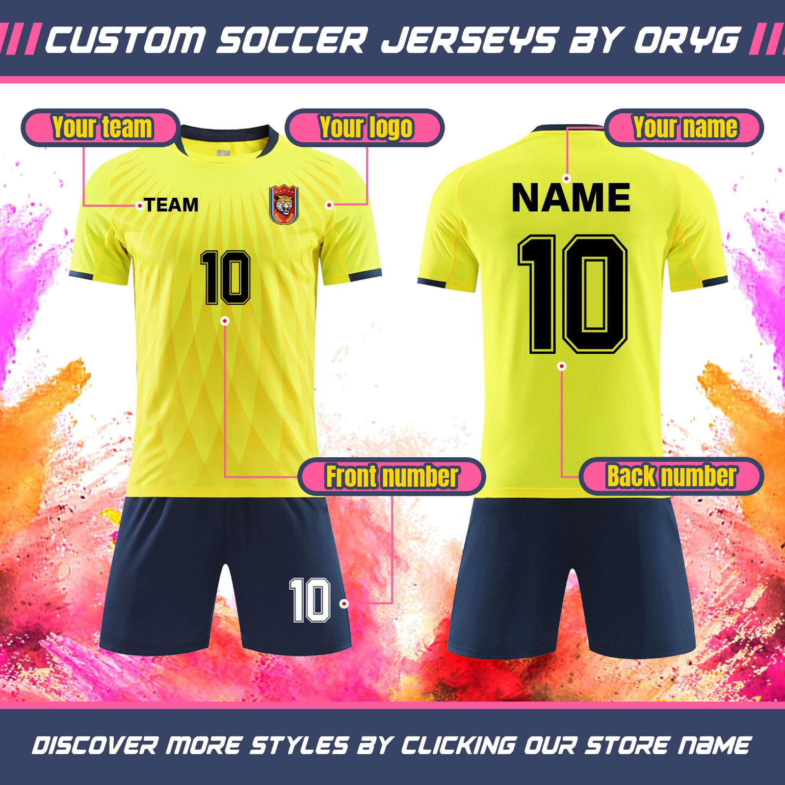 ORYG Custom Soccer Jerseys for Children Personalized Soccer Team Uniform for Men Women with Name Team Name Number Logo