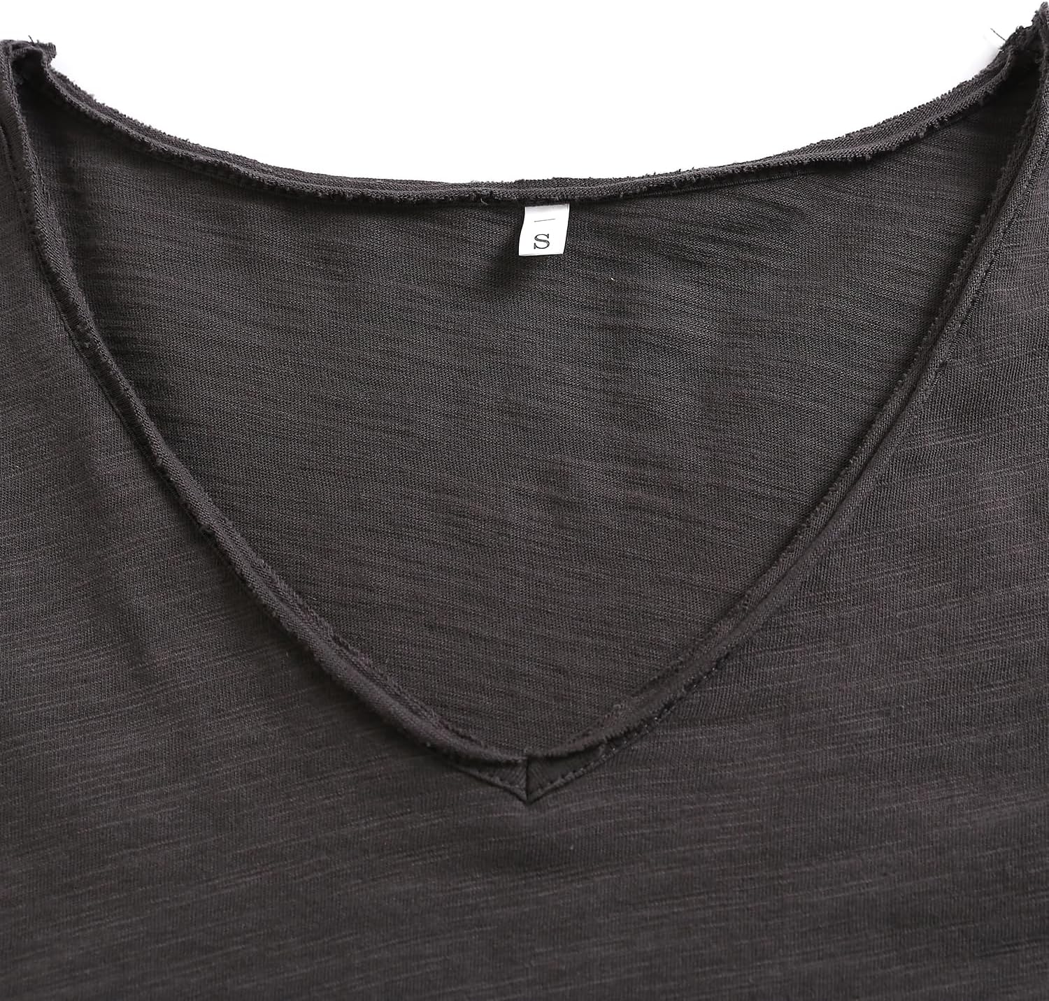 Inadays Womens Slub Cotton T Shirts Short Sleeve V-Neck Raw Hem Summer Tops Loose Fit Tee Basic Clothes Fashion Outfits - Image 7