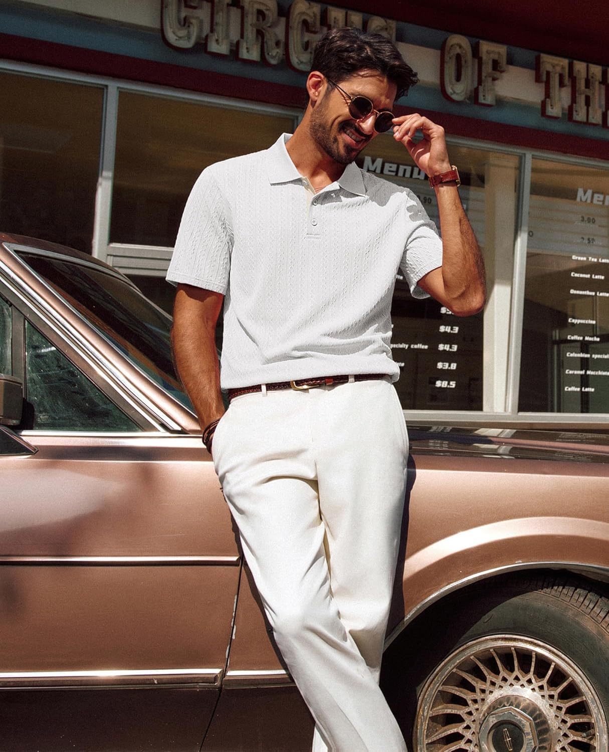 PJ PAUL JONES Men's Textured Short Sleeve Polo Shirt - Image 2