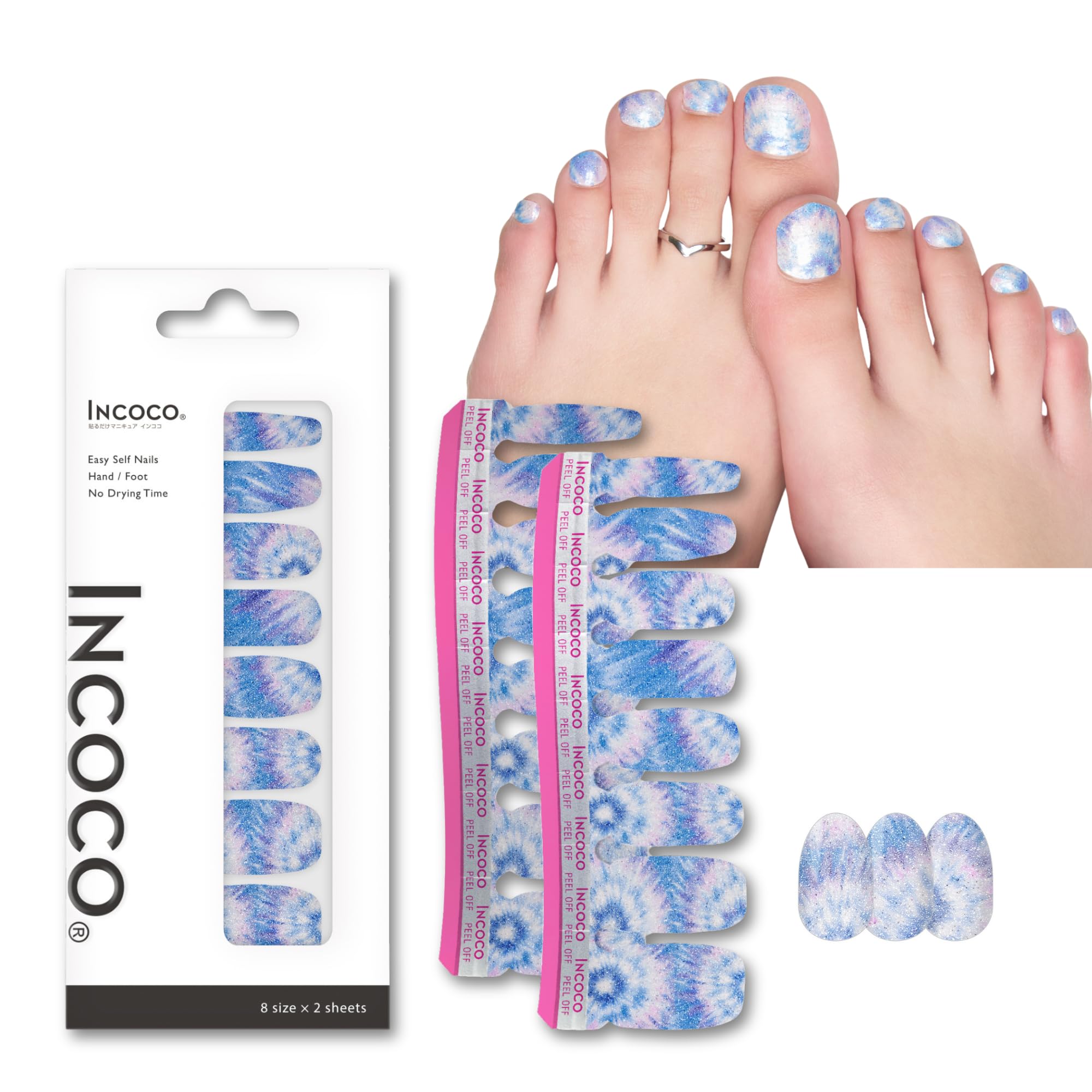 ネイルシール フット ジェル風 硬化不要 簡単 フットネイル マニキュア ネイルチップ インココ INCOCO タイダイガール Tiedye Girl