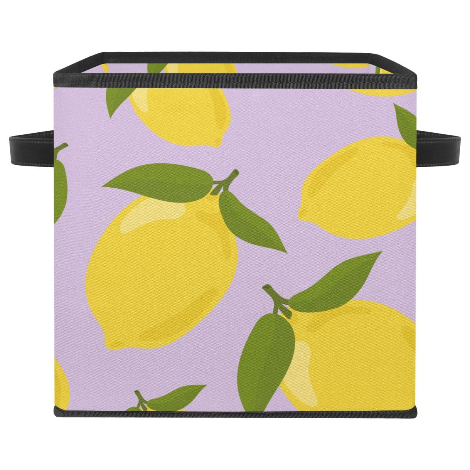 Boîte de rangement pliable jaune citron pour placard et jouets
