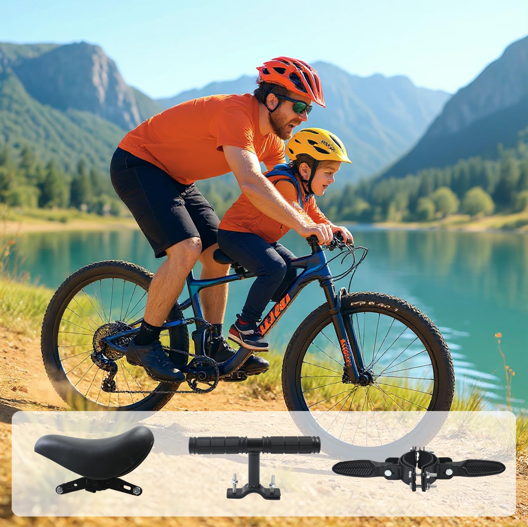 Mountainbike Kindersitz, Fahrradsitz Kinder Vorne mit Lenker und Pedal, Kindersitz Fahrrad Vorne für Kinder 2-6 Jahre, Tragbarer Fahrrad Vorne Kindersattel Mit Allen Erwachsenen Mountainbikes