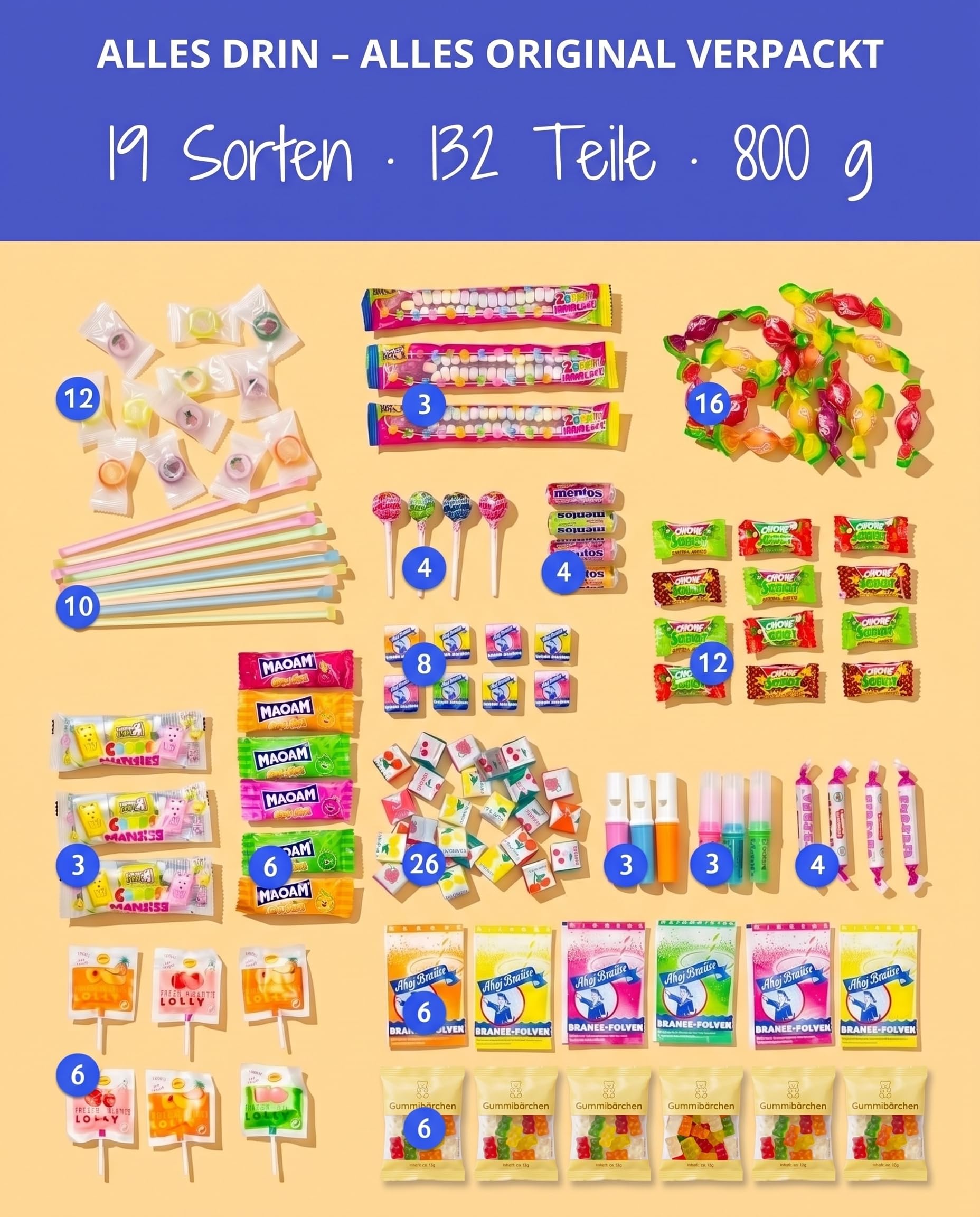 Der Zuckerbäcker Süßigkeiten Box für Kinder, Retro Mix, 132 Teile, 800 g - Image 4