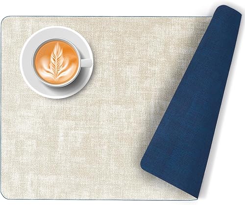 Miniatura 1 de Paquete de 4 manteles individuales de piel sintética, reversibles, resistentes al calor y al agua, manteles individuales de vinilo antideslizante de