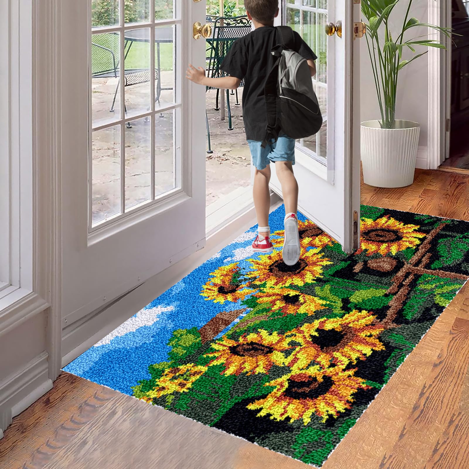 Knüpfteppich Zum Selber knüpfen, Knüpfteppich Teppich Kits Set - DIY Handarbeit Teppich Für Aldult, Super Einfache Unfertige Anfänger Leinwand Wandteppich, Entspannende Und Lustige Hobby 80 x 115 cm