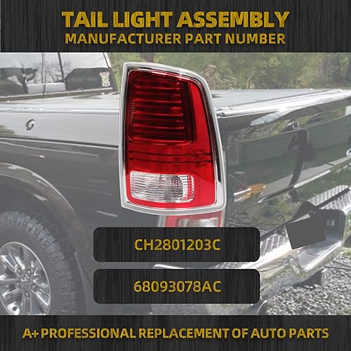 Miniatura 8 de Dasbecan Conjunto de luces traseras LED compatible con RAM 1500 2013-2018 RAM 2500 y 3500 2014-2018 lado del pasajero con bombillas de repuesto #