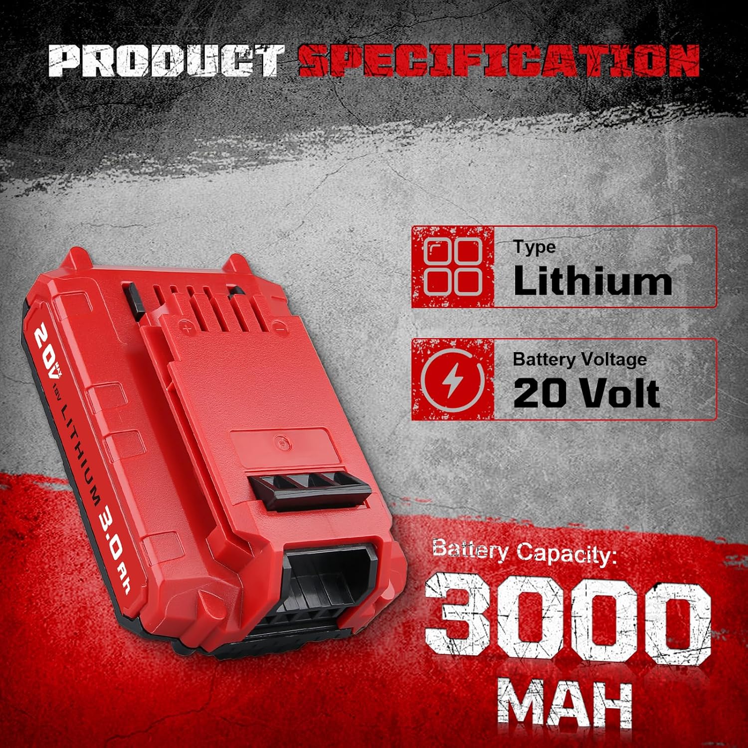 Masione 2P 3.0Ah PCC680L 20V Batteries Replacement for Porter Cable 20V Battery Compatible with Porter-Cable 20V Lithium-Ion Battery PCC685L PCC680L PCC681L PCC682 PCC640 PCC600