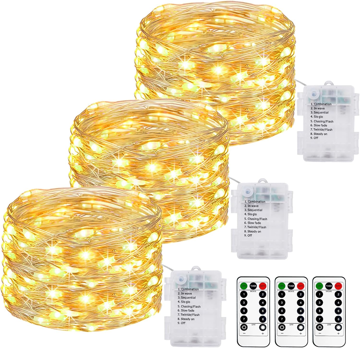 Amazon.com: litogo 33FT 100LED Fairy Lights Battery Operated with ...