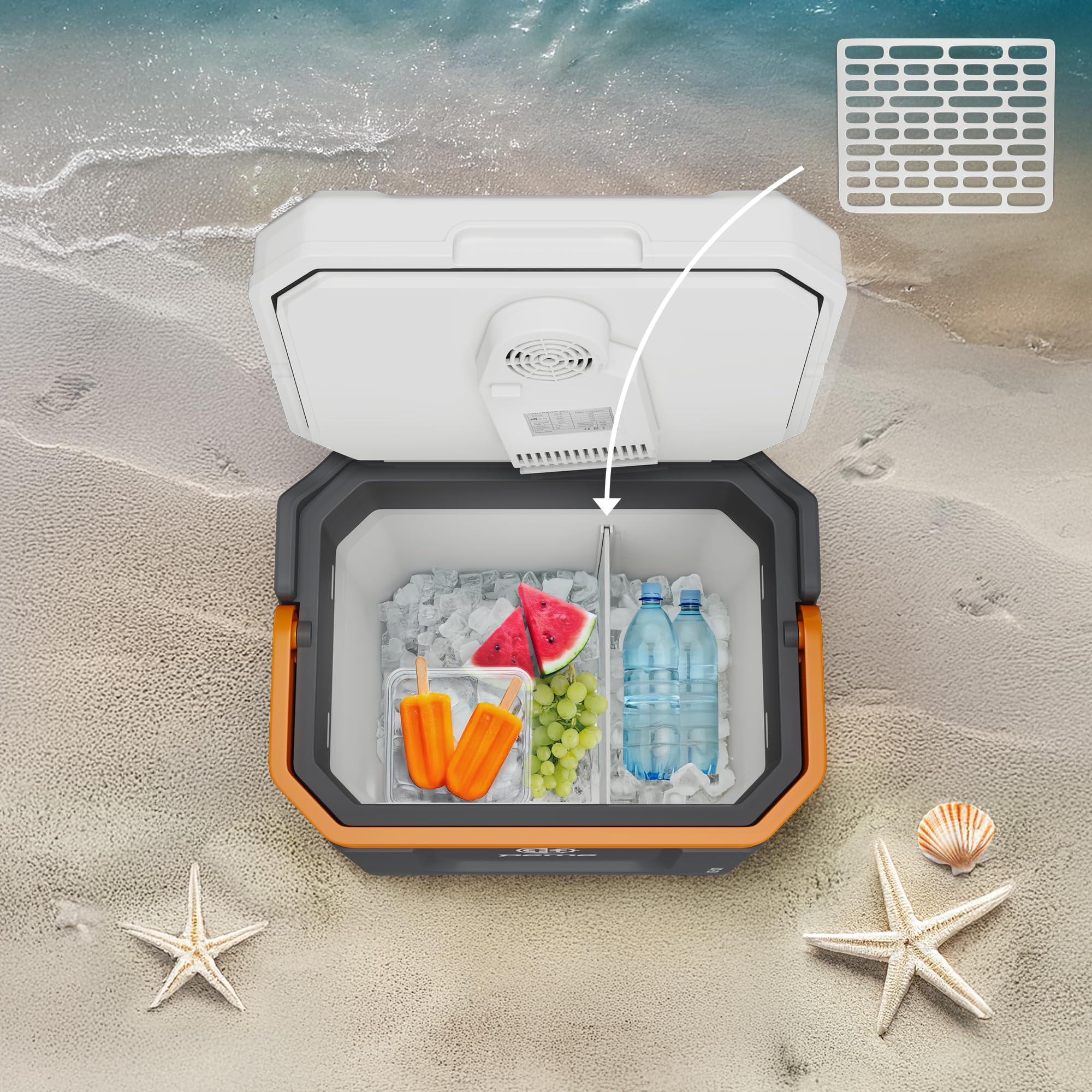 peme Frigorifero Portatile Elettrico Congelatore Termoelettrico Frigo Campeggio Auto 12v 220v Doppia Alimentazione per Camper Ricaricabile Congelatori Viaggio con Speaker Car Fridge USB - 31,5L Trip