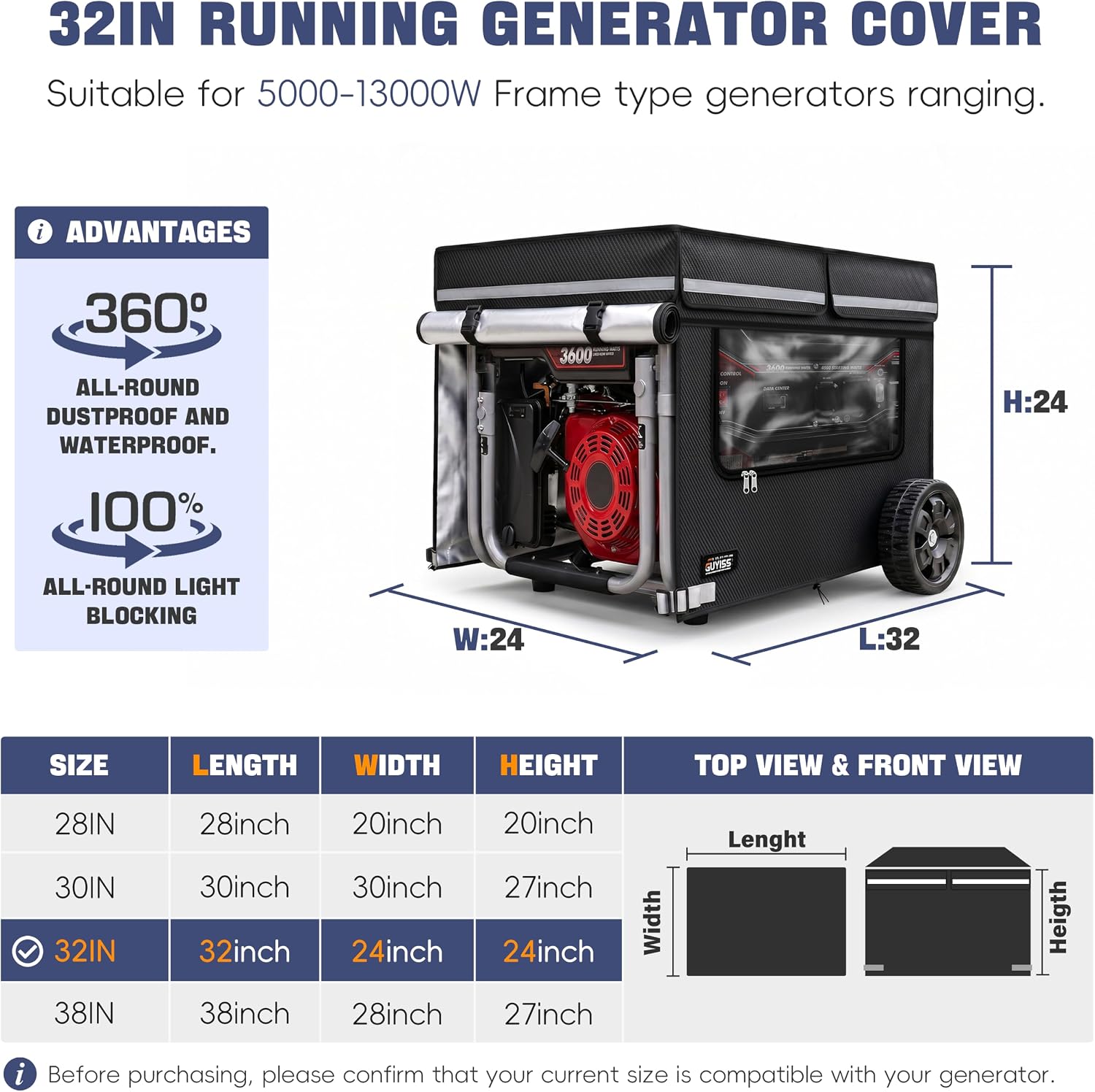 Generator Covers While Running. 32x24x24 Inch Generator Cover. image 3