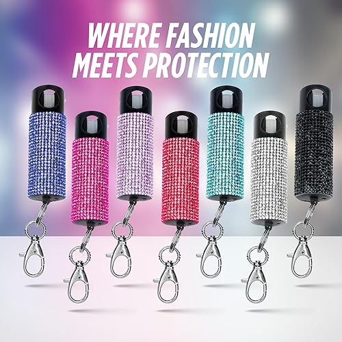 Miniatura 6 de Guard Dog Bling-it-On Pepper Spray  Soporte para llaves de moda  Rango de pulverización de 16 pies 164ft  Spray de pimienta con purpurina