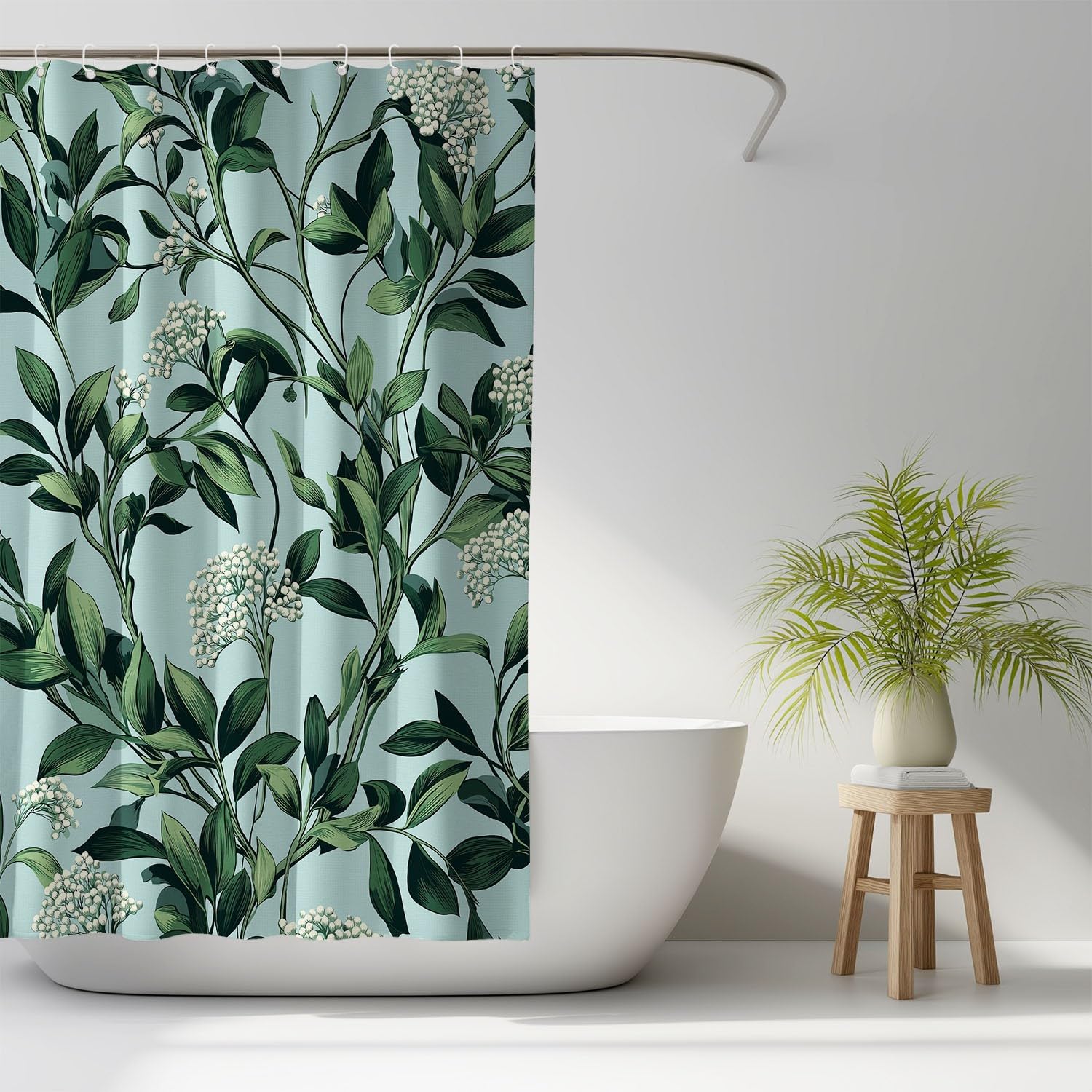 Generisch Zasłona prysznicowa 200 x 200 cm, zestaw 1 szt., miękka mikrofibra, wodoszczelna i odporna na pleśń, nadaje się do prania, do łazienki i wanny, z oczkami i haczykami, zielona