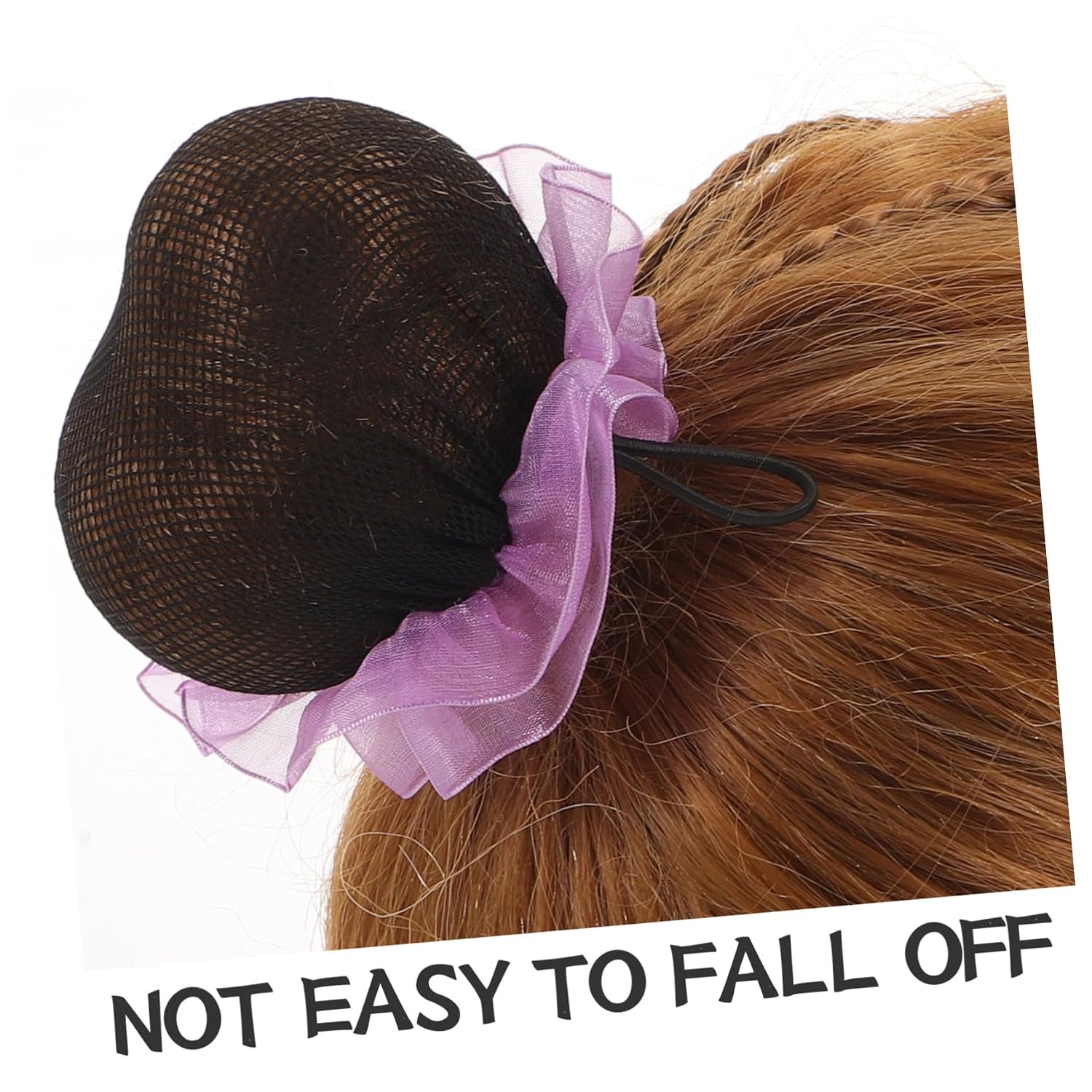 Lurrose 20pcs Invisible Ballet Hair Nets for Women Ballet Bun Holders Mesh Hair Covers with Drawstring Purple Lace for Dance Exams and Performances