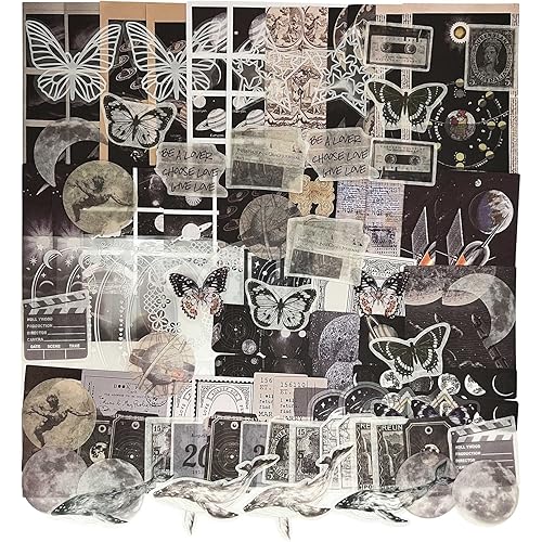 Vintage Ephemera Scrapbook Stickers,100 Pieces Star Universe Bundle Junk Journal Kit Supplies Material Paper Pack Decorative Aesthetic for Craft Art Bullet Junk Journal Planner Collage Album