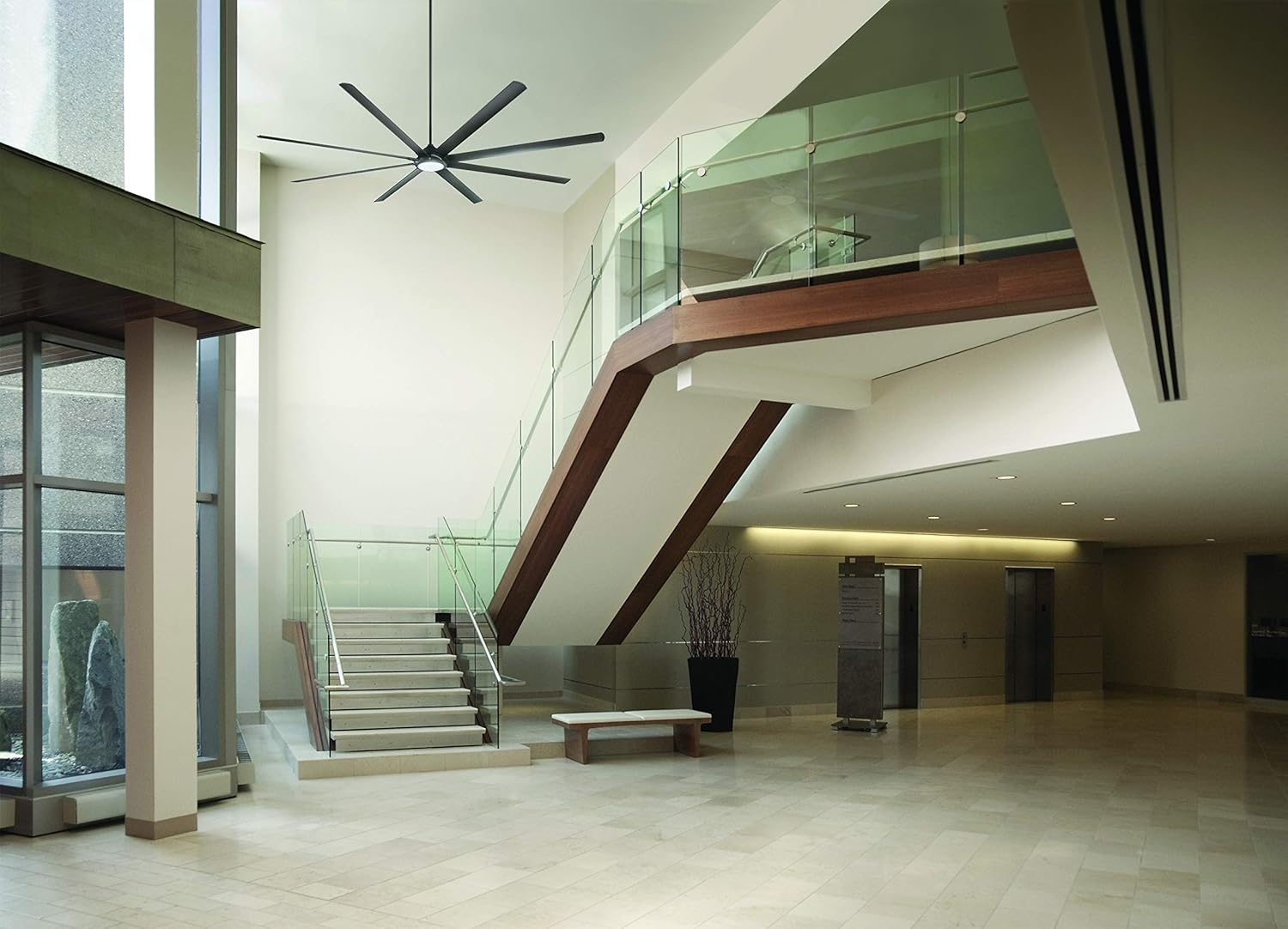 Diagram showing recommended downrod lengths for various ceiling heights