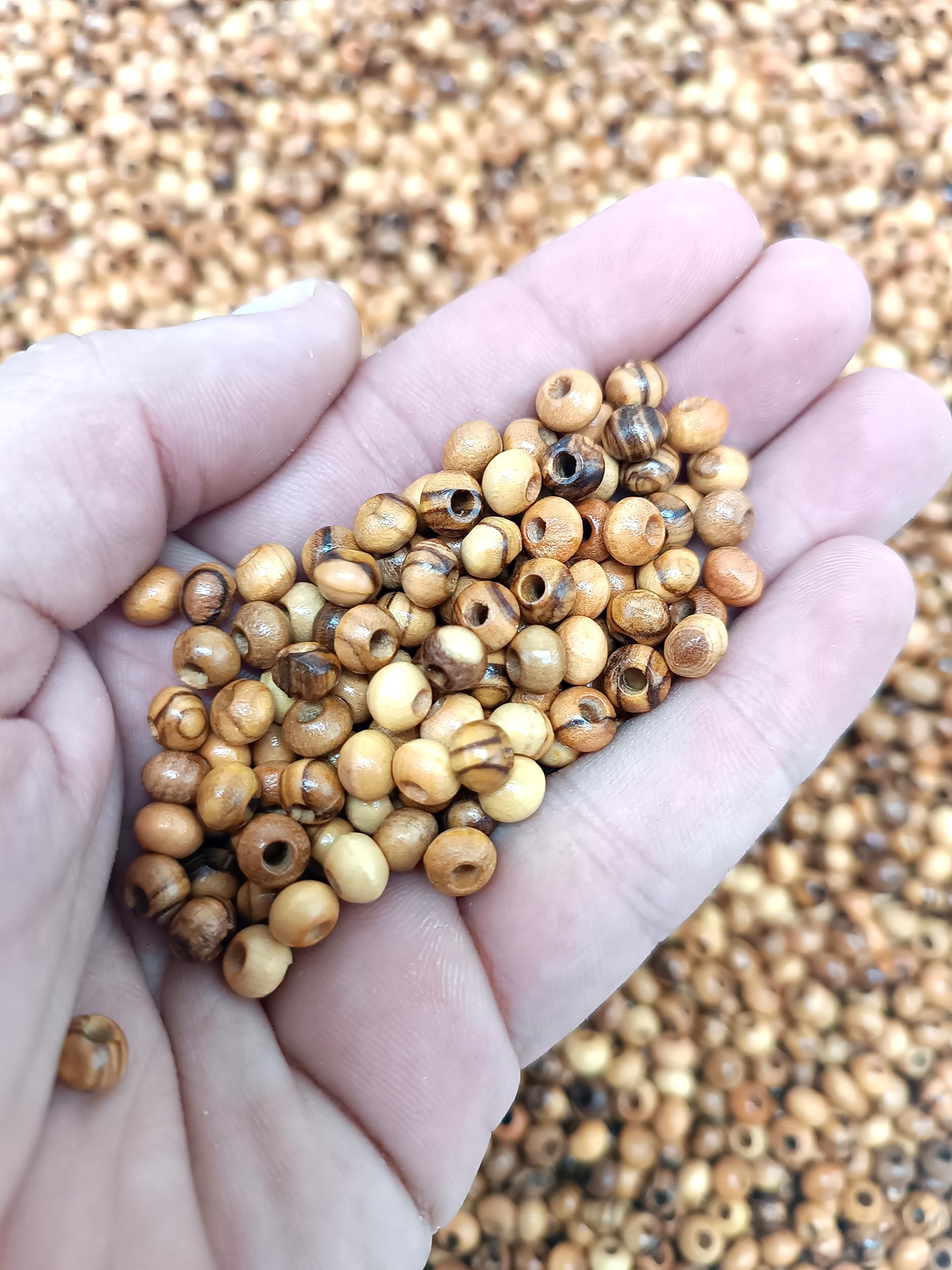 Zuluf Catholic Rosary Making 4mm Olive Wood Beads (500) With Certificate - Holy Land Factory Small Tiny Beads for Bracelets BEAD019