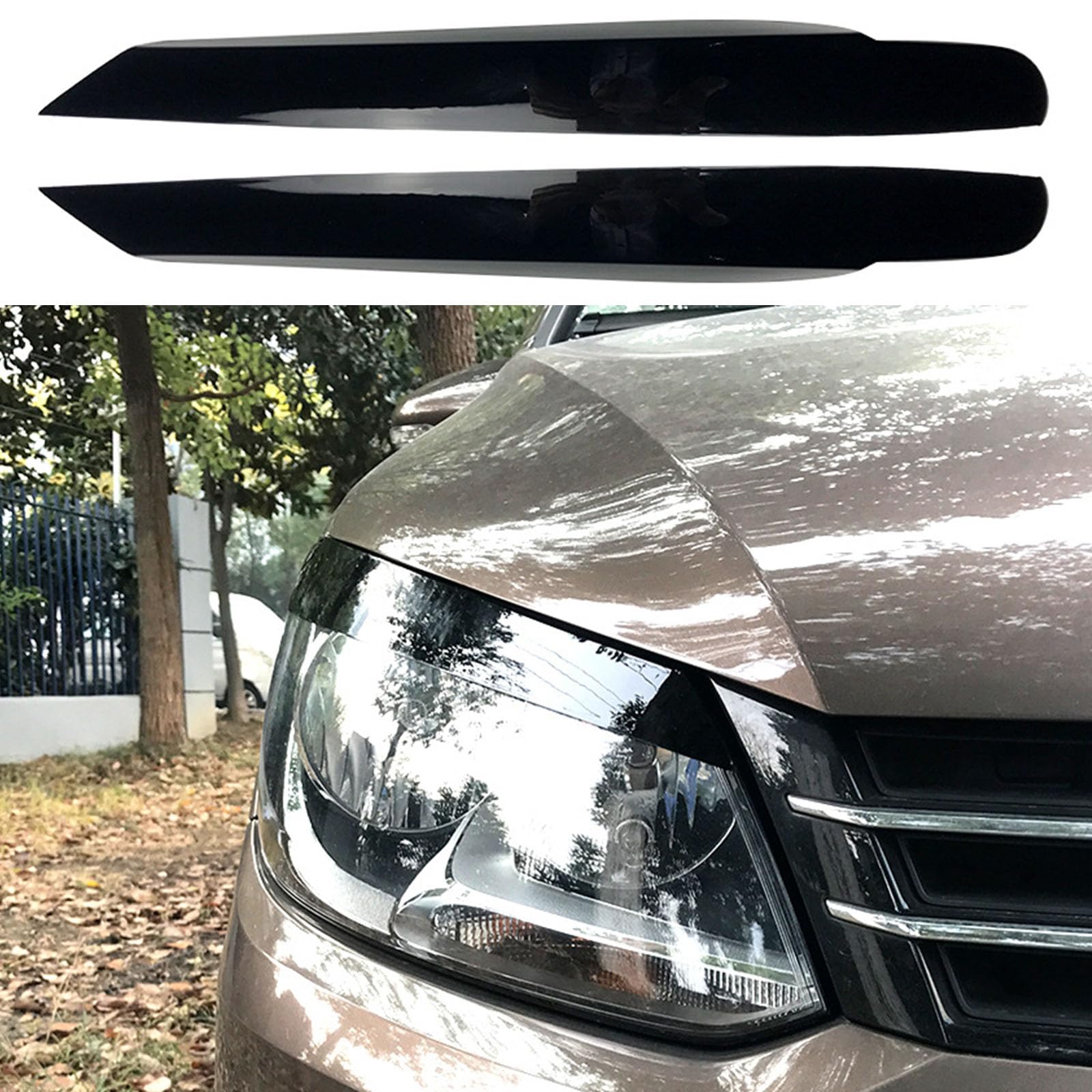 YPFYBHD Compatible with VW Touran 2011-2015, 1 Pair Car Headlight Eyebrow Eyelid Lamp Car Evil Eye Car Sticker Exterior Accessories Modification,Black