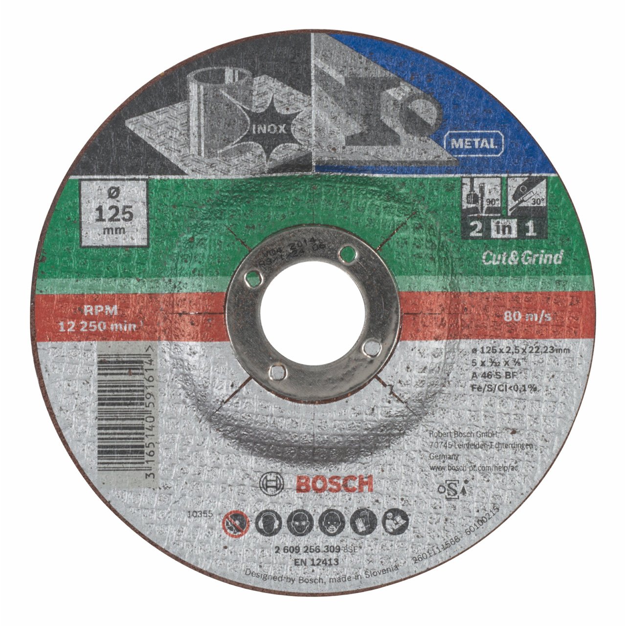 Bosch 2609256309 DIY tarcza tnąca Inox/metal 125 mm Ø x 2,5 mm przesunięta